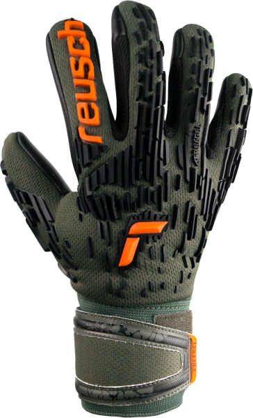 Reusch Attrakt Freegel Silver Finger Support Junior 5372030 5555 green grey front